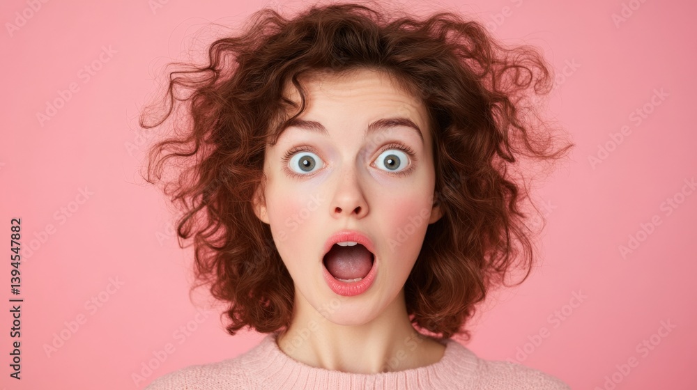 Surprised woman with curly hair Surprised woman with curly hair
