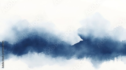 Abstract watercolor wash background with soft, flowing, and blended navy blue and white hues.