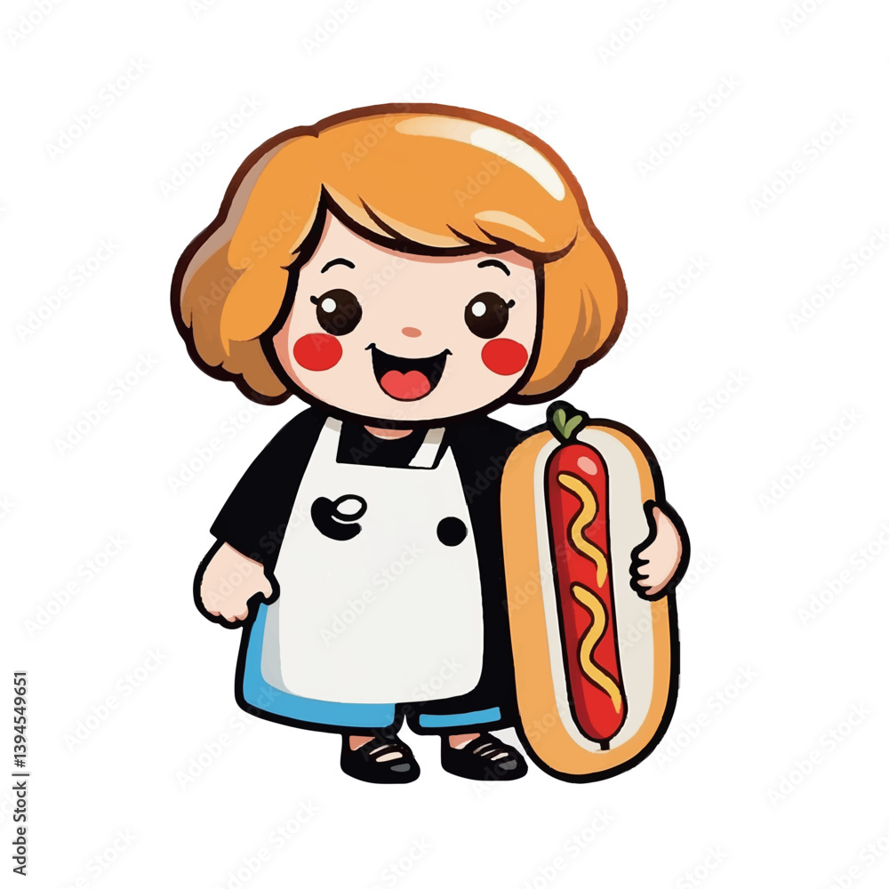 Child holding a hot dog with enthusiasm during a summer fair in a lively outdoor setting Child holding a hot dog with enthusiasm during a summer fair in a lively outdoor setting