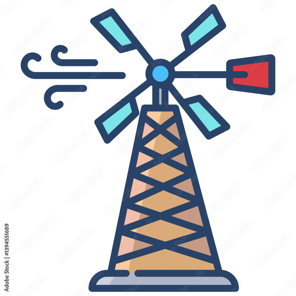 Linear color Windmill icon Linear color Windmill icon