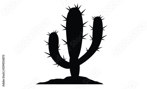 Prickly pear cactus vector art silhouette
