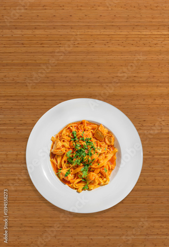 Obraz na płótnie italian tagliatelle pasta with salmon w salonie