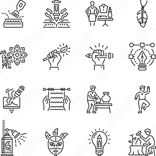 Bundle of Linear Style Artistic Designing Icons 