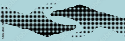 Hands reaching towards each other. Concept of human relation, togetherness or partnership. 3D vector illustration. Design for banner, flyer, poster, cover or brochure.