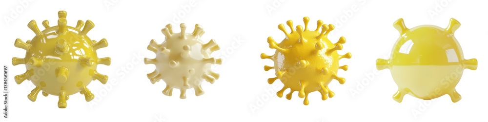 Creative isolated minimalist mockups showcasing various yellow virus models in a clean and modern layout Creative isolated minimalist mockups showcasing various yellow virus models in a clean and modern layout
