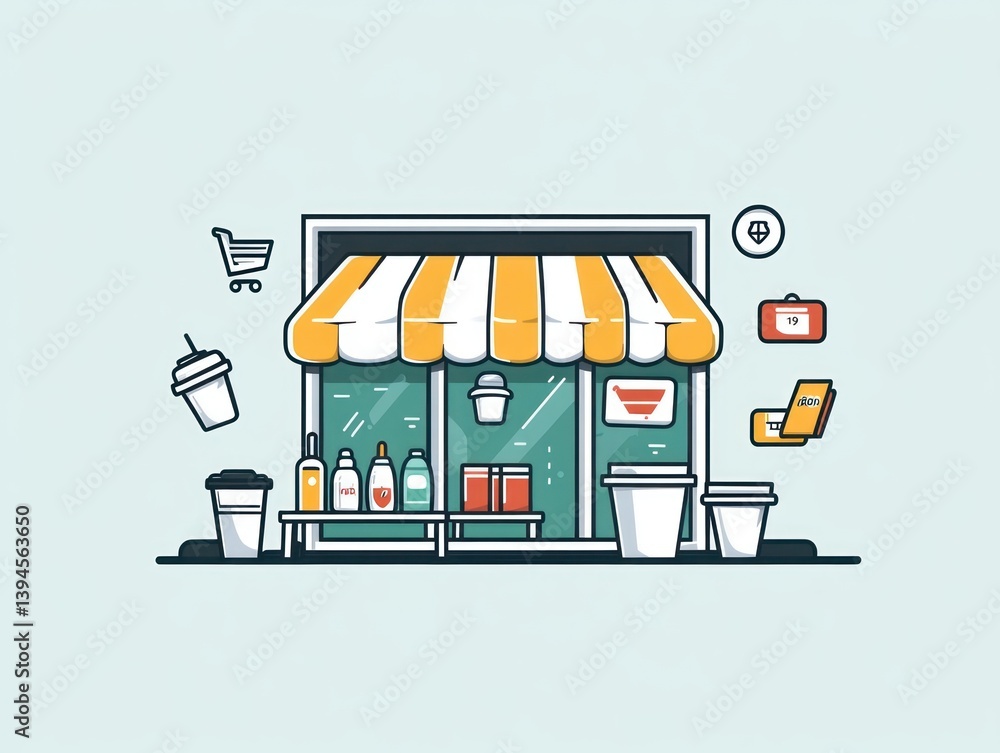 Fototapeta premium A small shop selling beverages and snacks