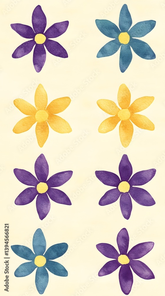 Vibrant Watercolor Flower Pattern Seamless Repeat Design Vibrant Watercolor Flower Pattern Seamless Repeat Design