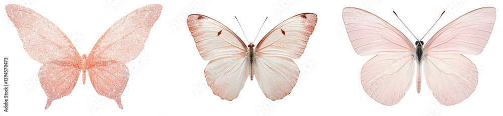 Fototapeta premium Minimalist isolated mockups of delicate butterflies showcasing soft colors and intricate wing patterns for design inspiration