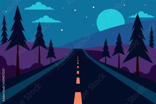 night road in the forest