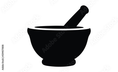 mortar and pestle icon silhouette, Mortar and pestle icon silhouette vector illustration design on white background