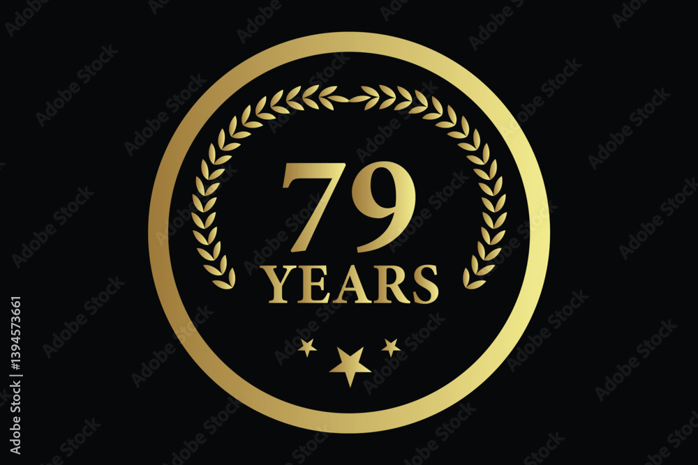 79 years anniversary icon with laurel wreath and number symbol, vector illustration. 79 years anniversary icon with laurel wreath and number symbol, vector illustration.