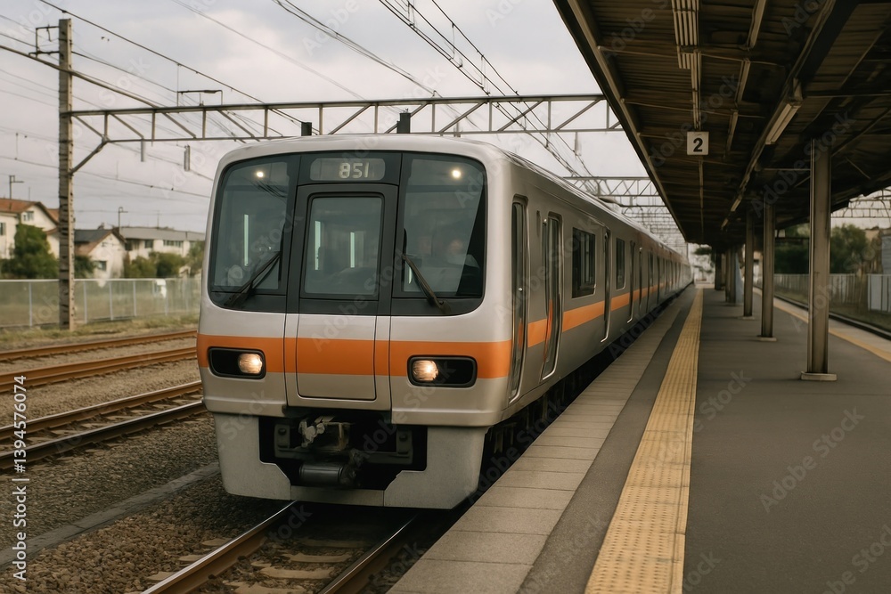 Naklejka premium Modern train at urban station.