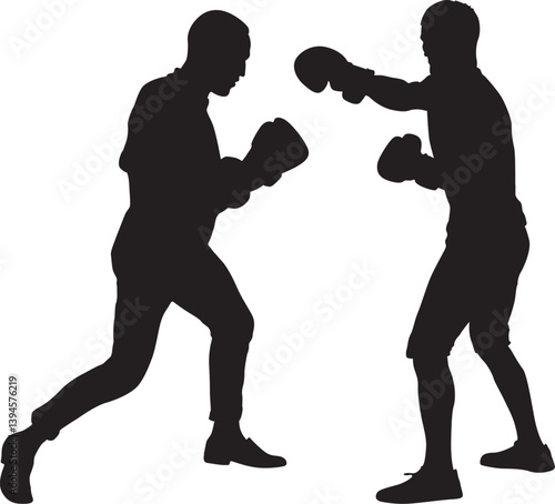 Vector a boxer stand with pose vector silhouette 