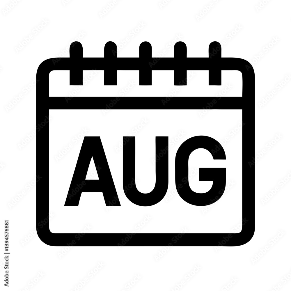 August calendar icon in minimalist design August calendar icon in minimalist design