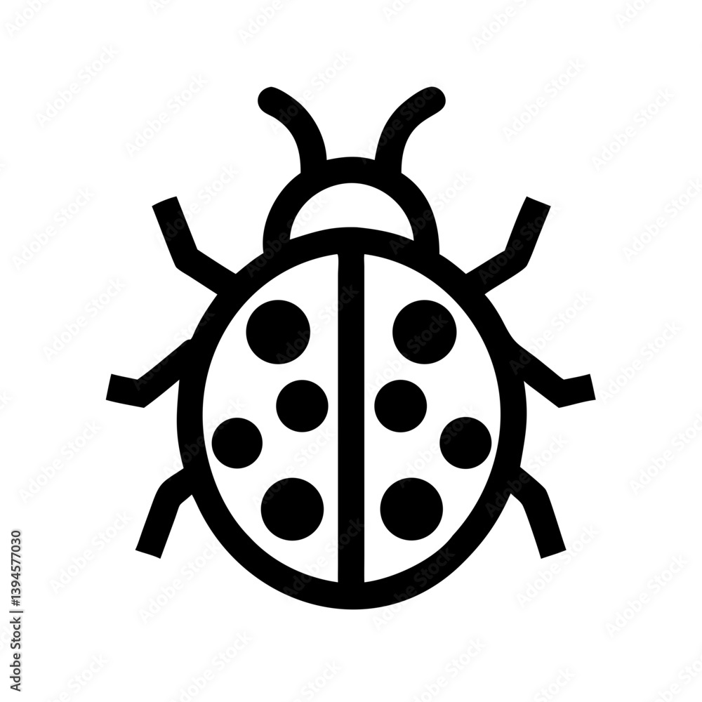 Obraz premium Ladybug Icon in Minimalist Style with Black and White Colors
