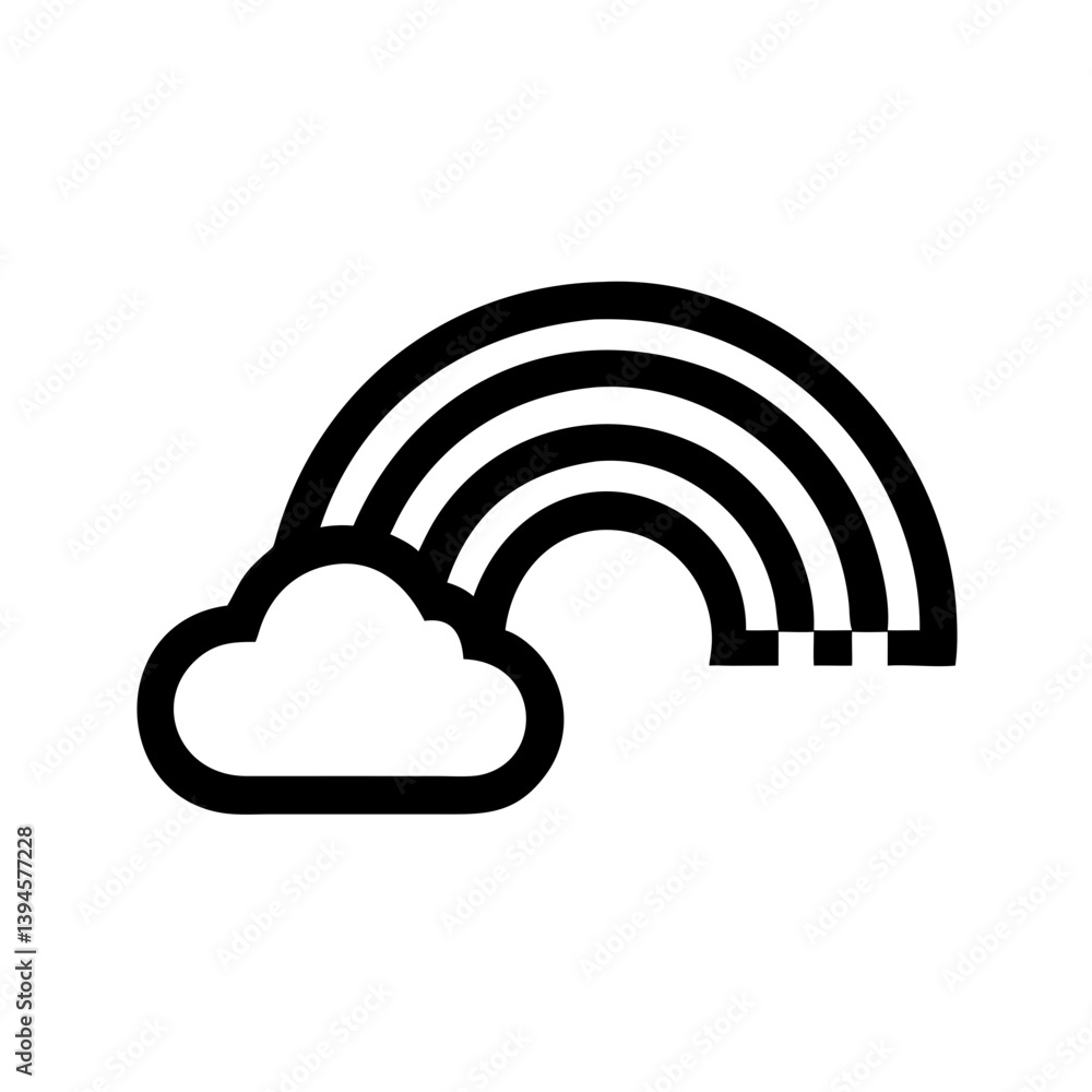 Rainbow and Cloud Icon in Simple Line Art Style Rainbow and Cloud Icon in Simple Line Art Style
