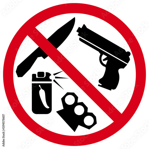 No guns or weapon sign, vector illustration, isolated on a white background.