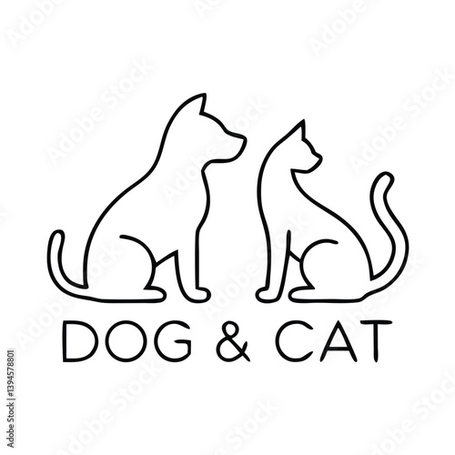 Pet Love Vector Set – Dog and Cat Silhouettes with Heart, Tree, and Nature Elements for Animal Shelter, Veterinary, and Adoption Themes.