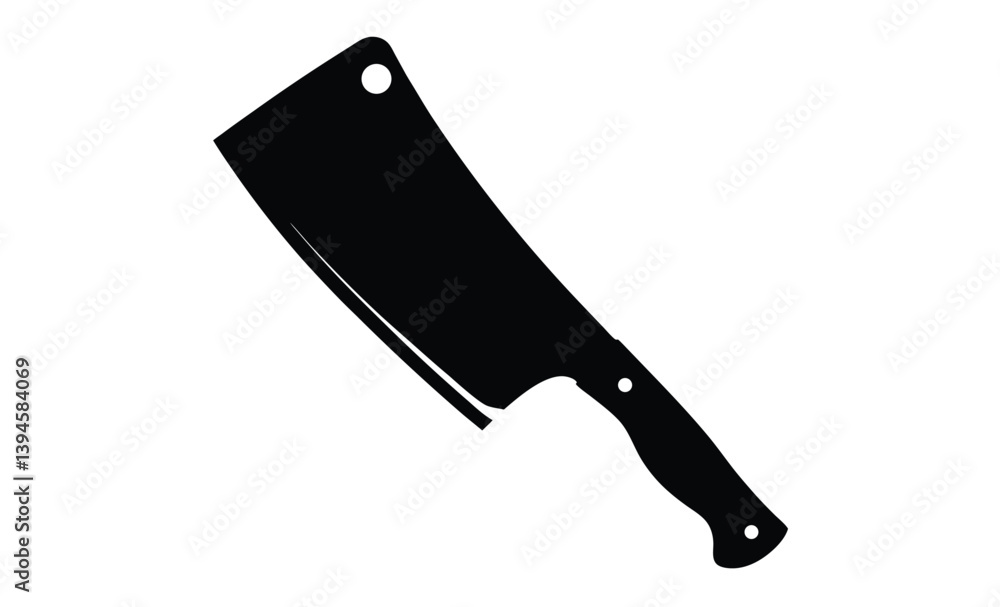 Cooking meat cleaver icon silhouette, Cooking kitchen meat cleaver silhouette icon vector illustration design on white background. Cooking meat cleaver icon silhouette, Cooking kitchen meat cleaver silhouette icon vector illustration design on white background.