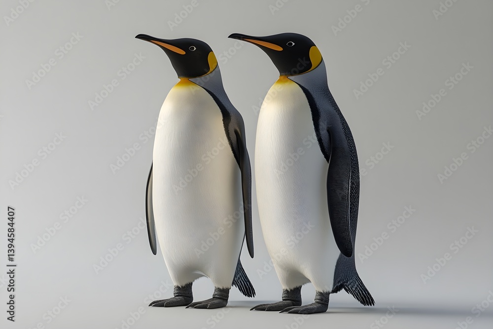 Fototapeta premium Emperor Penguins Standing Together in Cold Polar Habitat