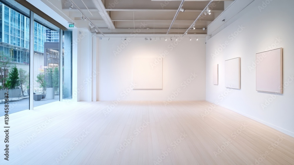 Fototapeta premium Modern gallery interior, empty, light and bright
