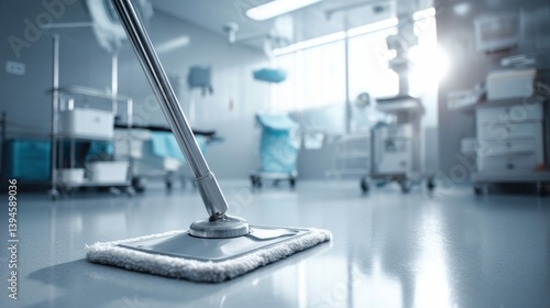 Wallpaper Mural A gleaming mop cleans an operating room floor, highlighting cleanliness and medical precision. Torontodigital.ca