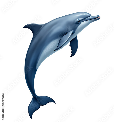 Blue Dolphin Leaping with Watercolor Splash, transparent background.