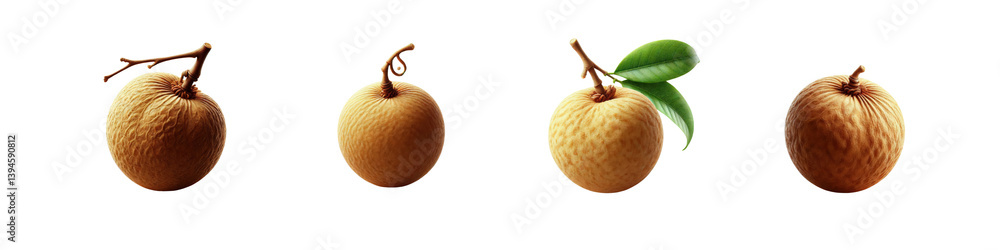 Obraz premium Set of Longan Fruit, isolated over on transparent white background