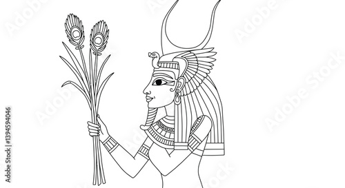 Printable Anuket Coloring Page Egyptian Water Goddess Nile Deity Ancient Mythology Art for Kids and Adults