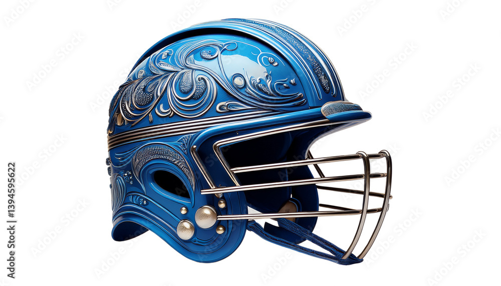 Fototapeta premium helmet used in cricket blue designed isolated on transparent background