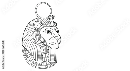 Egyptian Goddess Sekhmet Coloring Sheet Lioness Deity War Healing Sun Disc Ancient Mythology Outline Drawing