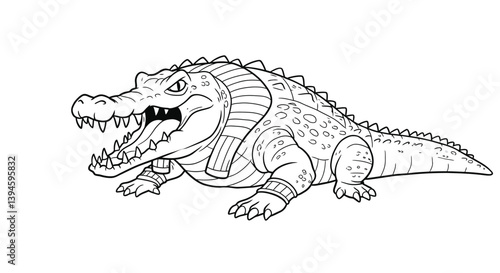 Printable Sobek Coloring Page Crocodile God Egyptian Nile Deity Power Strength Mythology Art Activity Sheet