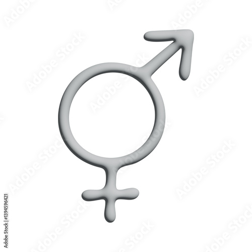 3d bigender (female and male) gender identity icon Symbol used to represent sex and gender