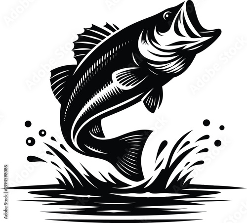 Large Bass Fish Jumping from the Water