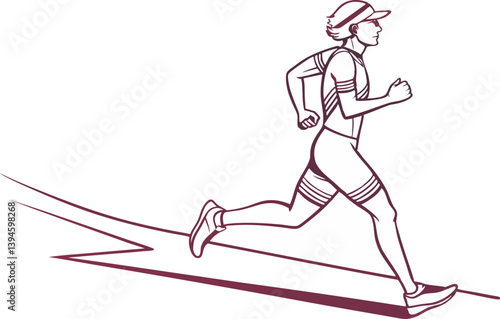 Vector Art of Triathlete in Final Race Stretch