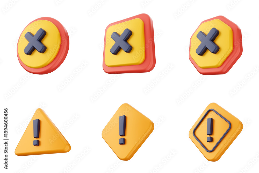 3d caution sign alert warning safety security icon set bundle 3d caution sign alert warning safety security icon set bundle