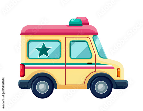 Wallpaper Mural Cartoon Delivery Van, Star, Yellow, Pink, transparent background Torontodigital.ca