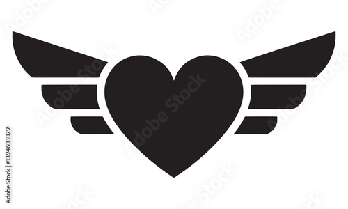 Love Feathered Wings Silhouette Vector Illustrations