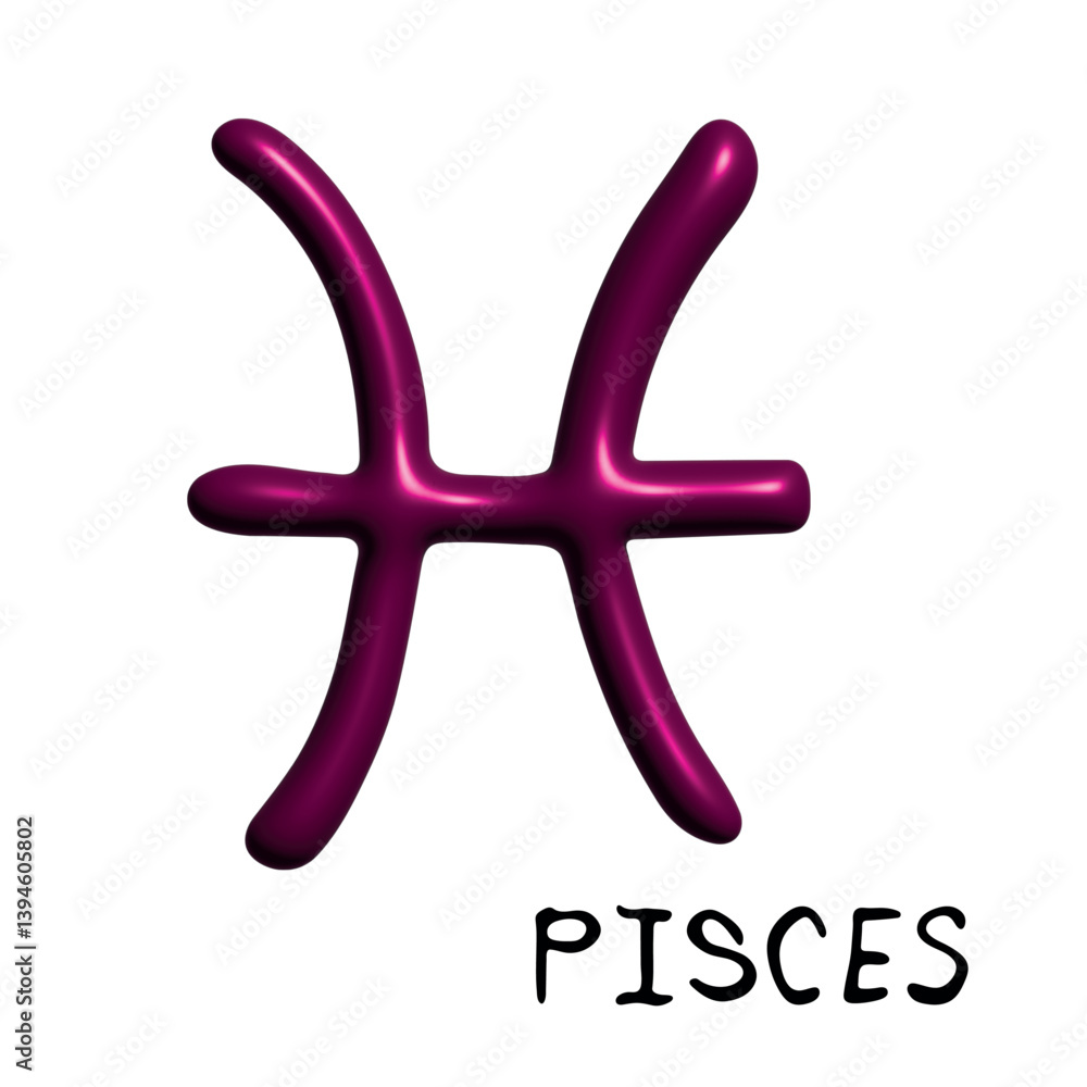 Obraz premium 3d pisces zodiac sign Esoteric symbol Astrology clipart Element for design