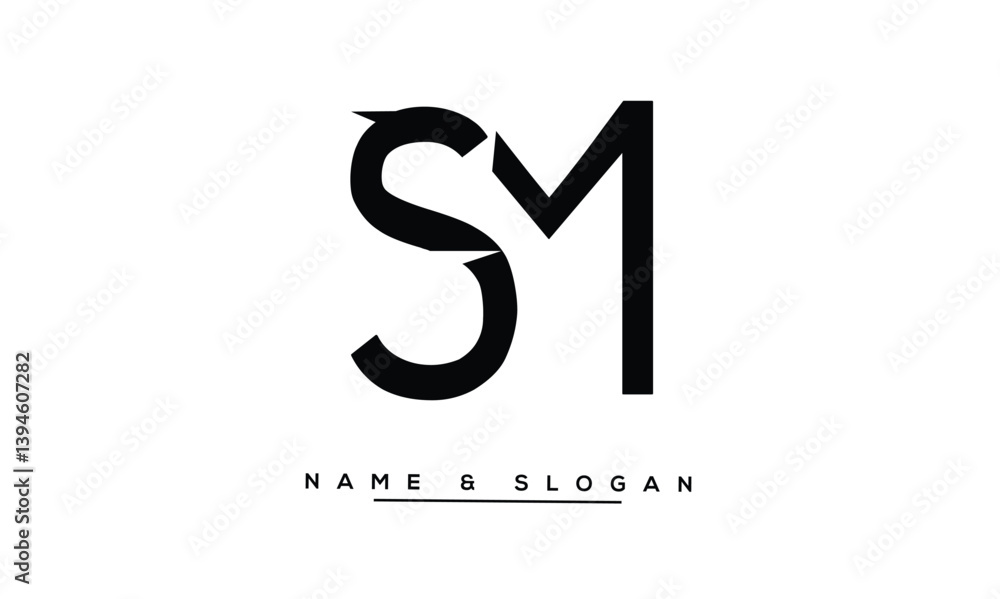 SM, MS Abstract Letters Logo Monogram SM, MS Abstract Letters Logo Monogram