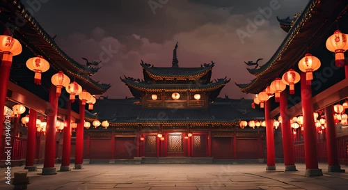 chinese temple at night