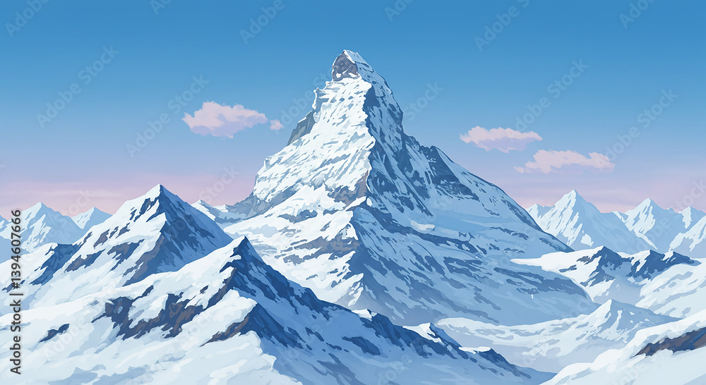 Obraz premium Majestic Matterhorn Peak Snow Covered Swiss Alps Mountain Landscape