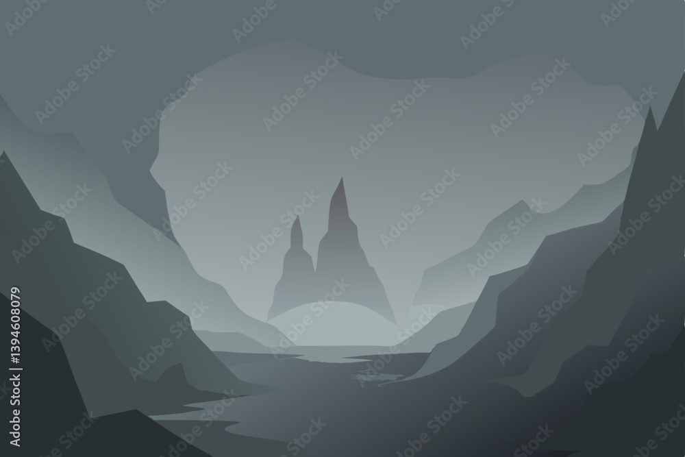 mountain landscape with clouds
