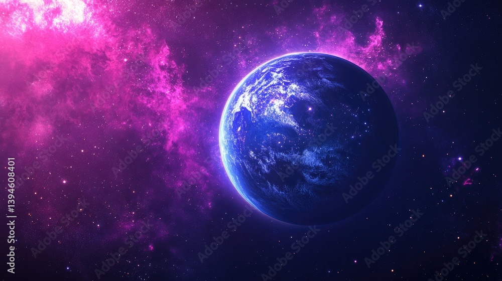 Planet in a vibrant nebula Planet in a vibrant nebula