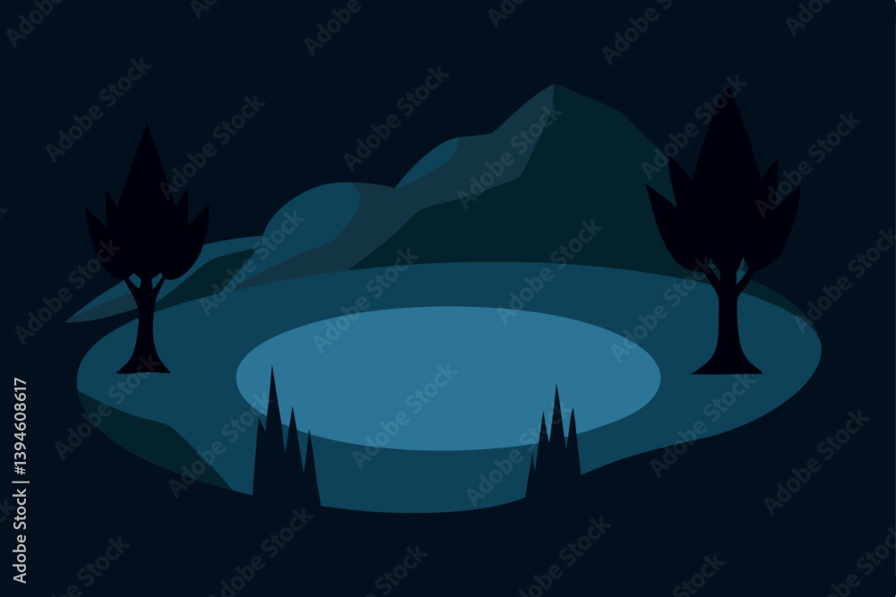 vector illustration of a night landscape