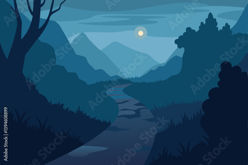 Obraz na płótnie night landscape with mountains w salonie