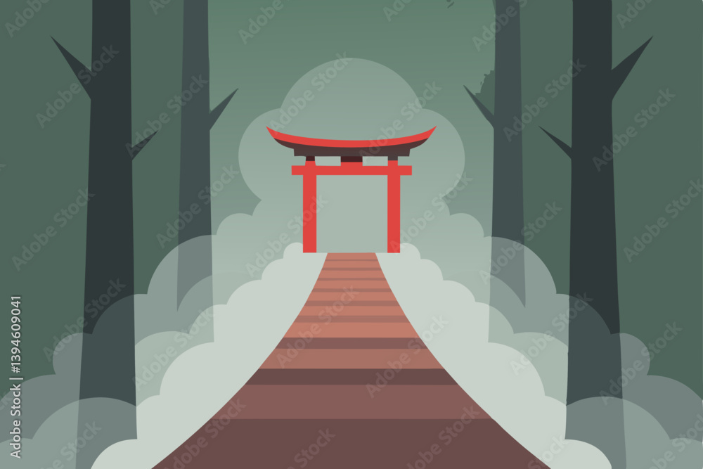 japanese style background with red carpet