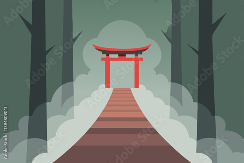Obraz na płótnie japanese style background with red carpet w salonie