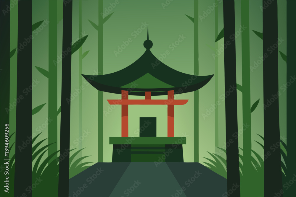 vector illustration of japanese temple