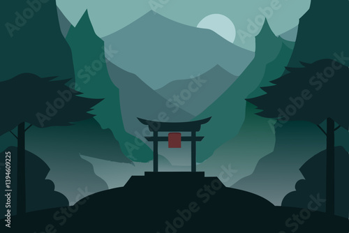 Obraz na płótnie vector illustration of a mountain landscape with mountain w salonie